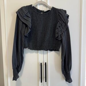 Zara Black Ruffled Women's Top